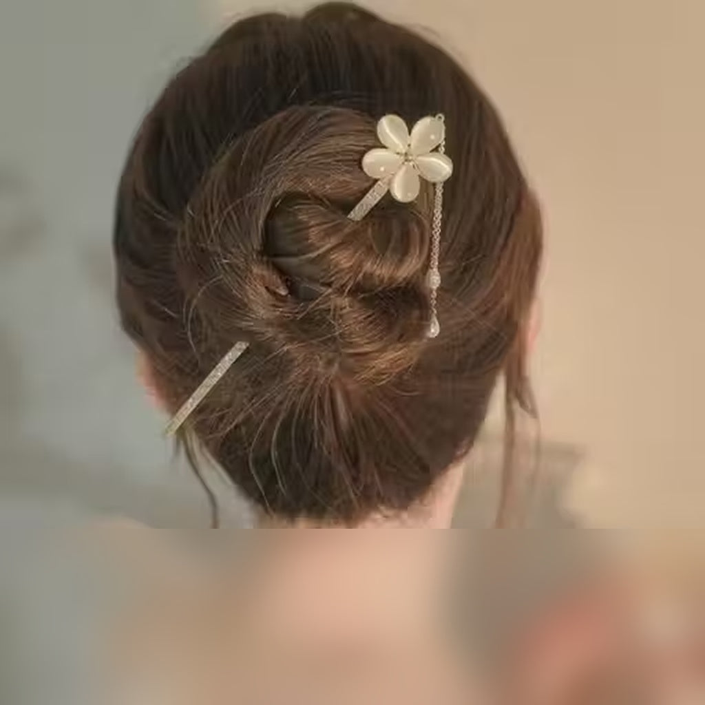 Pearl Floral Hair Stick Pin – Elegant Luxury Hair Accessory