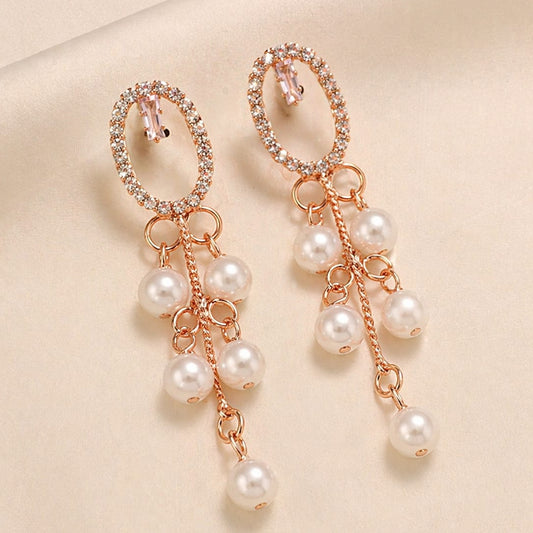 Aurelia Pearl Cascade Earrings – Luxury Crystal & Pearl Drop Earrings for Women✨