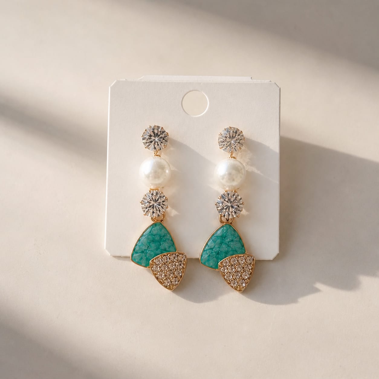 ZARVELION Ocean Glow Drop Earrings – Elegant Gold & Turquoise Statement Jewelry